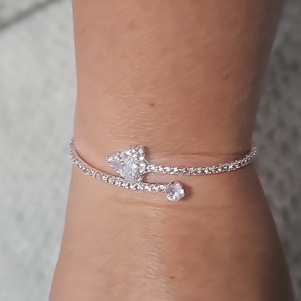 Cubic Zirconia Arrow Stretch Cuff Bangle - NEW Without Packaging